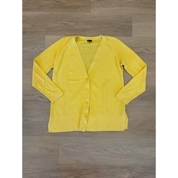 Talbots Canary bright yellow v neck cardigan cotton & rayon blend size M - Picture 1 of 3